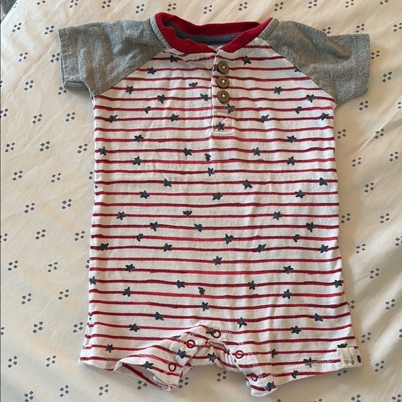 Burt’s bees Baby Red White and Blue Stars and Stripes one piece - Picture 1 of 4
